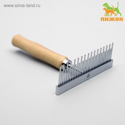 Расческа-грабли с зубьями разной длины,деревянная ручка,12,5*9,5см