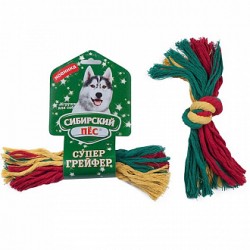 Сибирский пес Игрушка для собаки "Грейфер цветная веревка 1 узел" D 22/200 мм