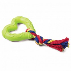 Триол игрушка для собак из цельнолитой резины "Сердечко с веревкой"