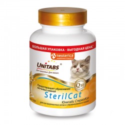 ЮНИТАБС SterilCat с Q10 Витамины для кастрированных котов и стерилизованных кошек 200таб.