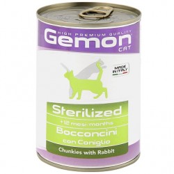 Корм Gemon Cat Sterilised консервы для стерилизованных кошек кусочки кролика, 415 г 