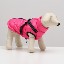Куртка для собак со светоотражающей шлейкой, размер 10 (ДС 25, ОГ 34, ОШ 24), розовая