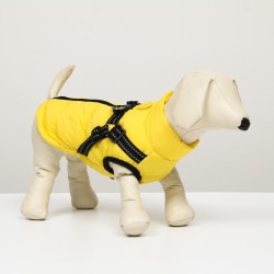 Куртка для собак со шлейкой, размер 10 (ДС 25 см, ОГ 34 см, ОШ 24 см), лимонная