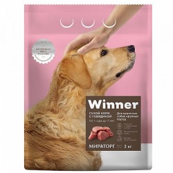 Winner,сухой корм с говядиной, для взрослых собак крупных пород,3 кг (Мираторг)