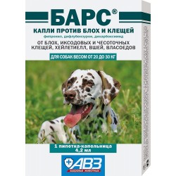 Капли Барс от блох и клещей д/собак 20-30кг, 1 пип.