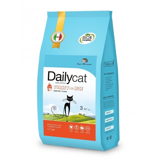 Dailycat 0,4 Корм для взрослых стерилизованных кошек с индейкой и рисом