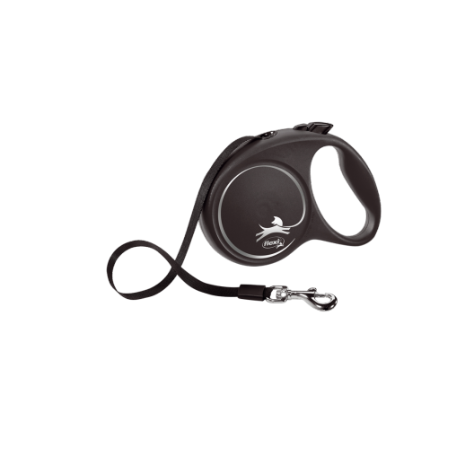Flexi рулетка Black Design L(до 50 кг) 5 м ,черный/серебро