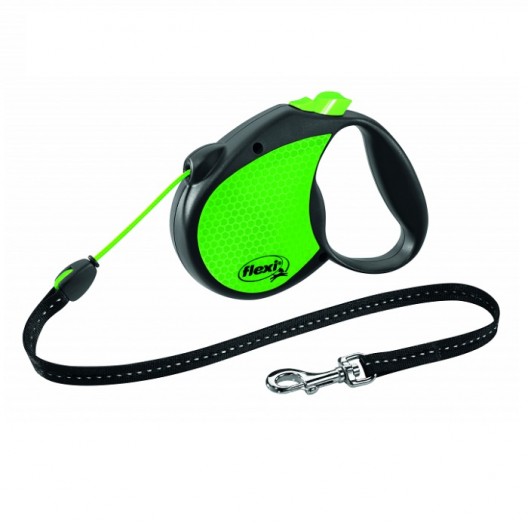 Flexi рулетка Limited Edition Neon Reflect M до 20кг,трос 5м,зеленый