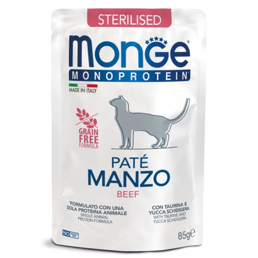 Monge Cat Monoprotein Pouch для стерилизованных кошек говядина,85гр