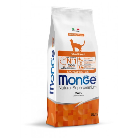 Monge  Cat Monoprotein Sterilised корм для стерилизованных кошек с уткой 10 кг