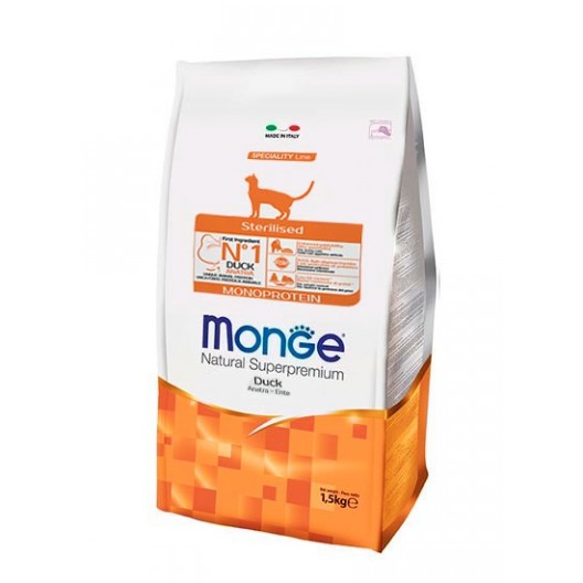 Monge Cat  Sterilised корм для стерилизованных  кошек, с уткой,1,5кг
