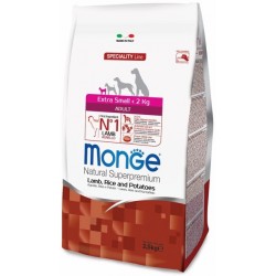 Monge Dog Speciality Mini Extra Small корм для взрослых собак миниатюрных пород ягненок с рисом и ка