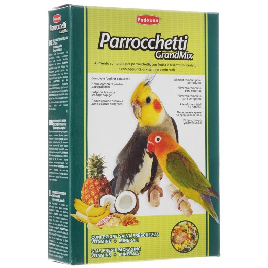 PADOVAN Grandmix Parrocchetti Основной корм для средних попугаев,0,85 кг