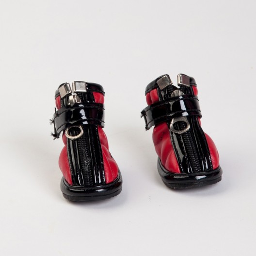 Купить Обувь для собак красные с черным №1   4 шт.