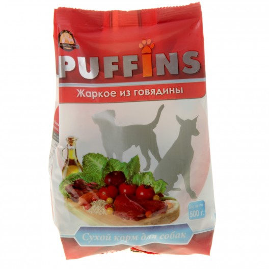 Купить Сухой корм Puffins для собак, жаркое из говядины 500 гр