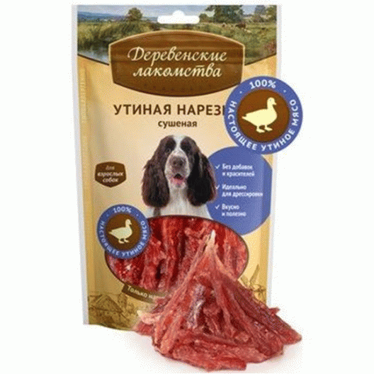 Купить Деревенские лакомства Утиная нарезка сушеная для взрослых собак 90 гр