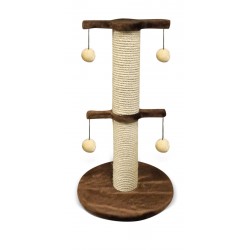 Столбик-когтеточка двойной на основании с игрушками 40*40*70 см