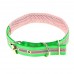 Купить Ошейник двухслойный со светоотражающей полосой и подкладкой, 56*3 см, зелено-розовый