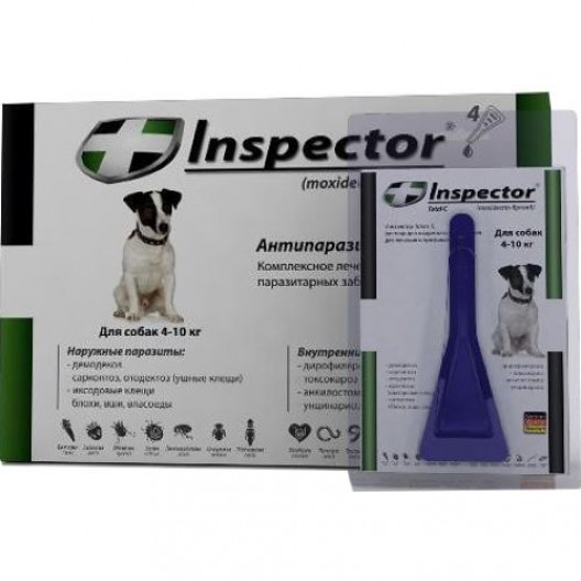Купить Инспектор капли от внешних и внутренних паразитов для собак 4-10 кг, 1 пипетка