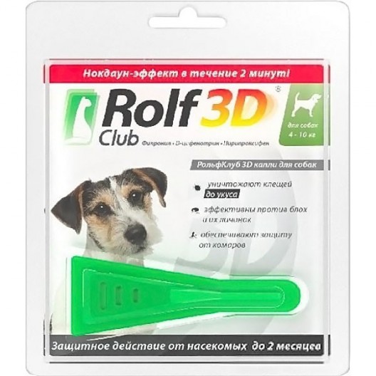 Купить Rolf Club 3D Капли от клещей и блох для собак 4-10 кг