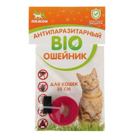 Купить Биоошейник антипаразитарный Пижон д/кошек от блох и клещей, красный, 35 см.