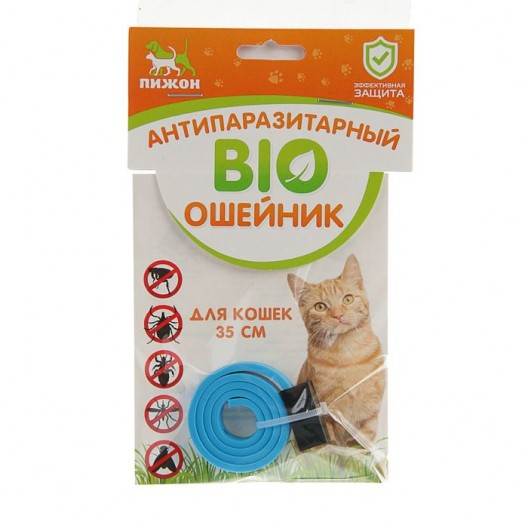 Купить Биоошейник антипаразитарный Пижон д/кошек от блох и клещей, синий, 35 см.