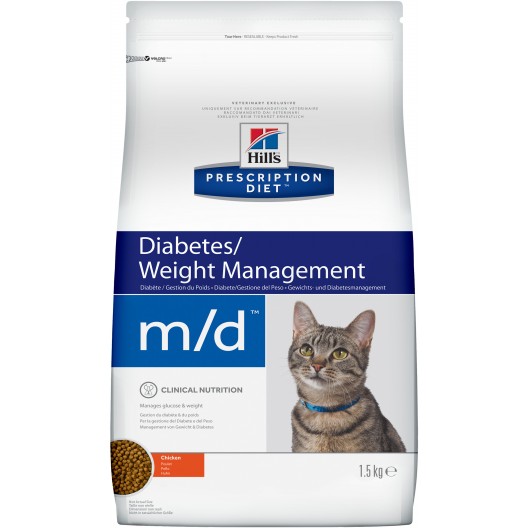 Купить Хиллс m/d корм для кошек при диабете 1,5 кг