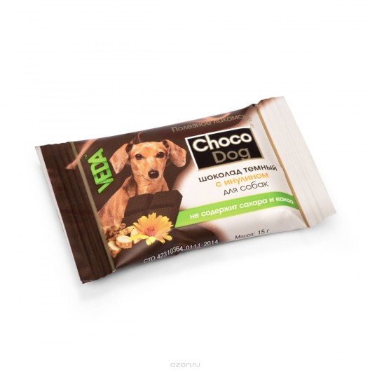 Купить Шоколад темный с инулином для собак Choco Dog 15 гр