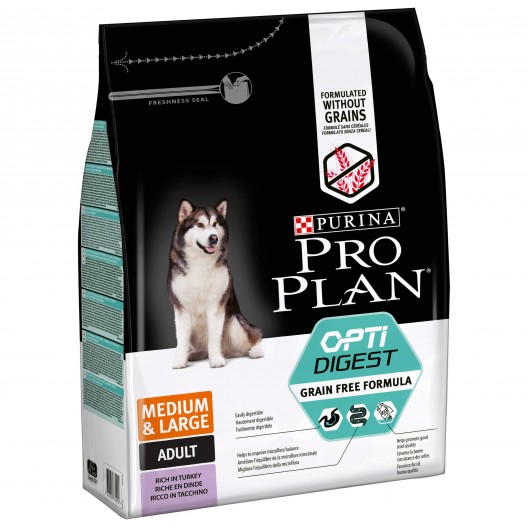 Купить Проплан беззерновой сухой корм для взрослых собак средних пород с чувствительным пищеварением 2,5 кг