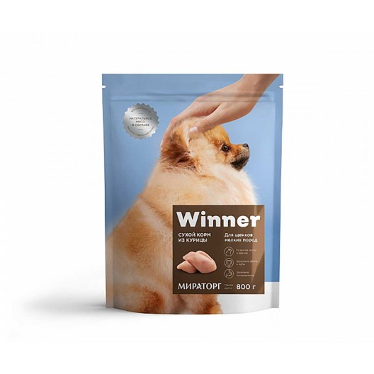 Winner,сухой корм из курицы для щенков мелких пород,3 кг (Мираторг)
